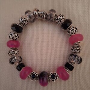 Elegant Pink and Silver Beaded Bracelet